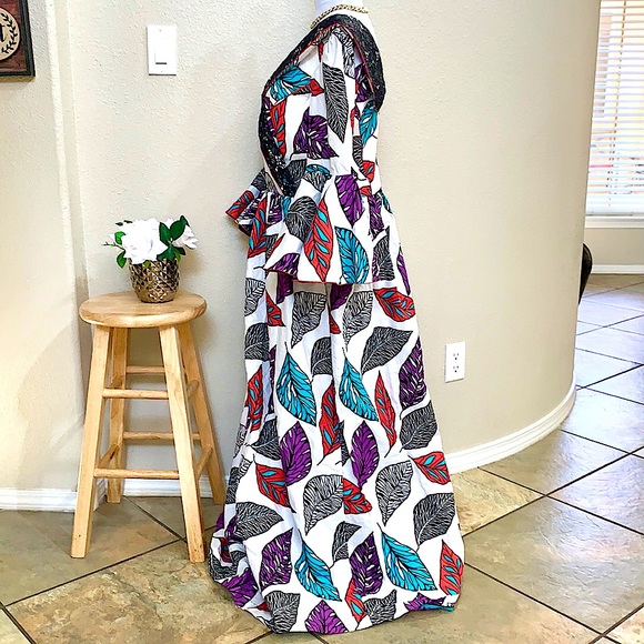 Ankara and Lace Maxi Dress - Picture 3 of 9